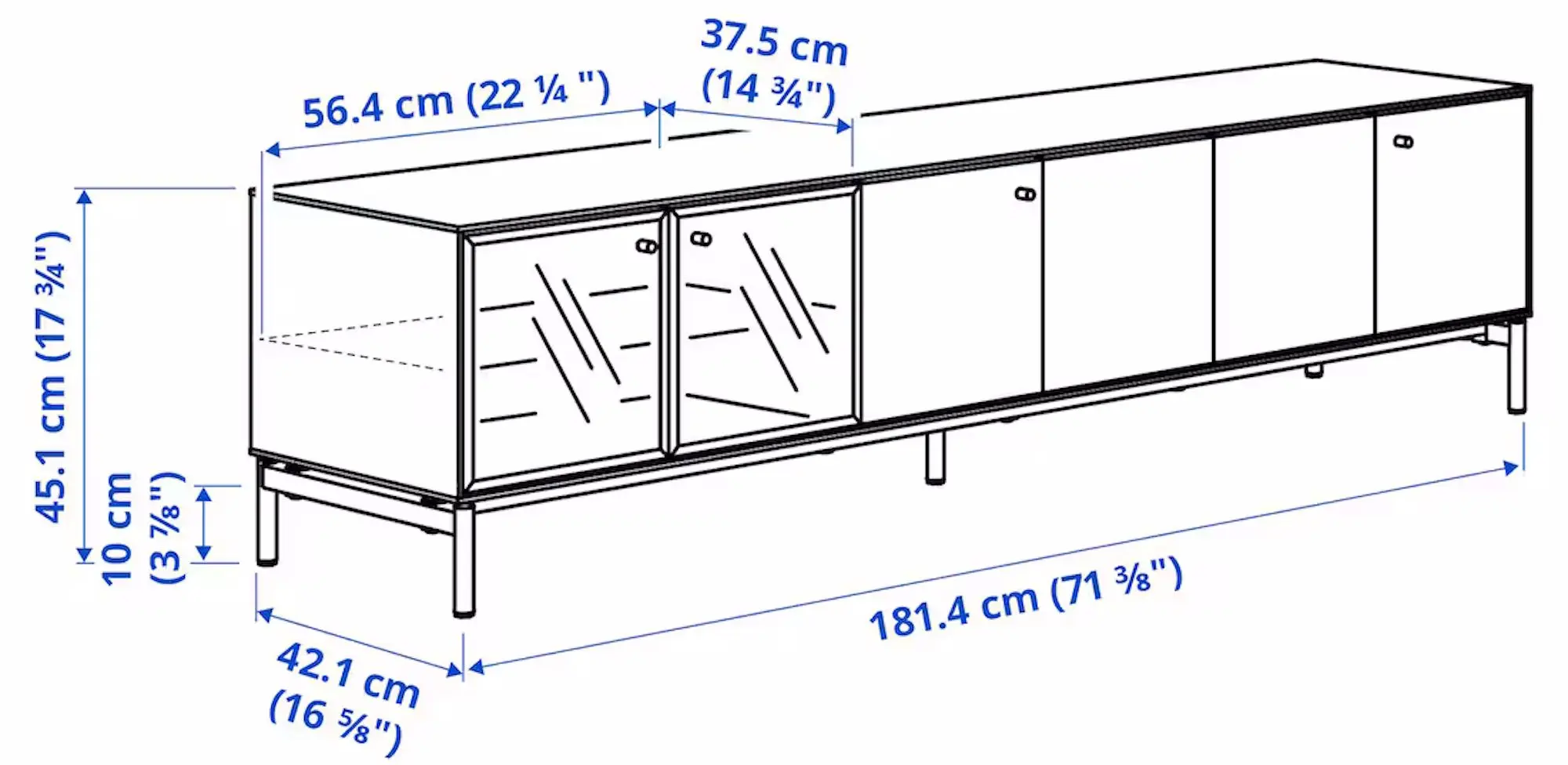 Living Ikea Boastad furnir 181x42 (Negru/Stejar)