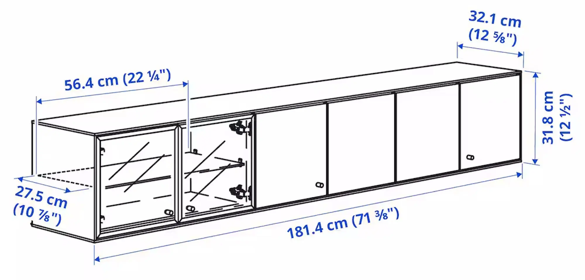 Living Ikea Boastad furnir 181x42 (Negru/Stejar)