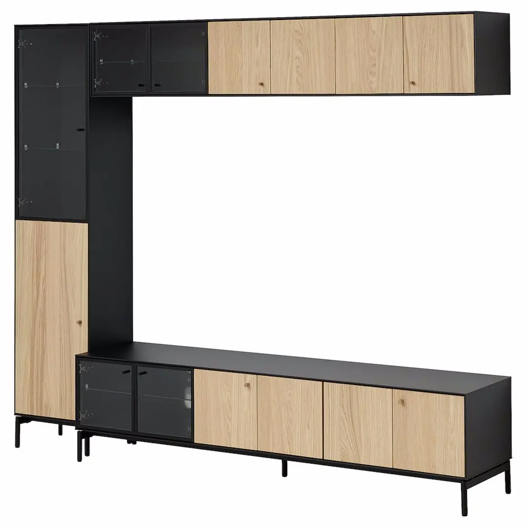 Living Ikea Boastad furnir 223x42x185 (Negru/Stejar)