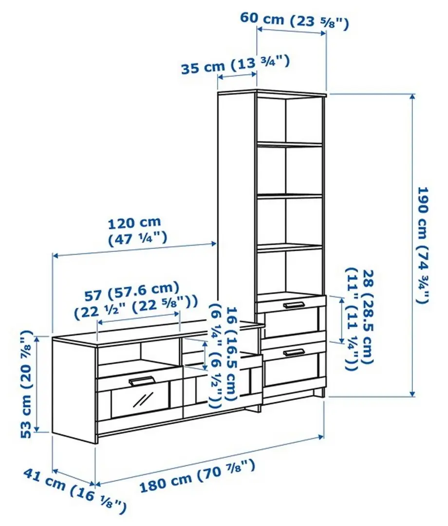 Living Ikea Brimnes 180x41x190 (Alb)