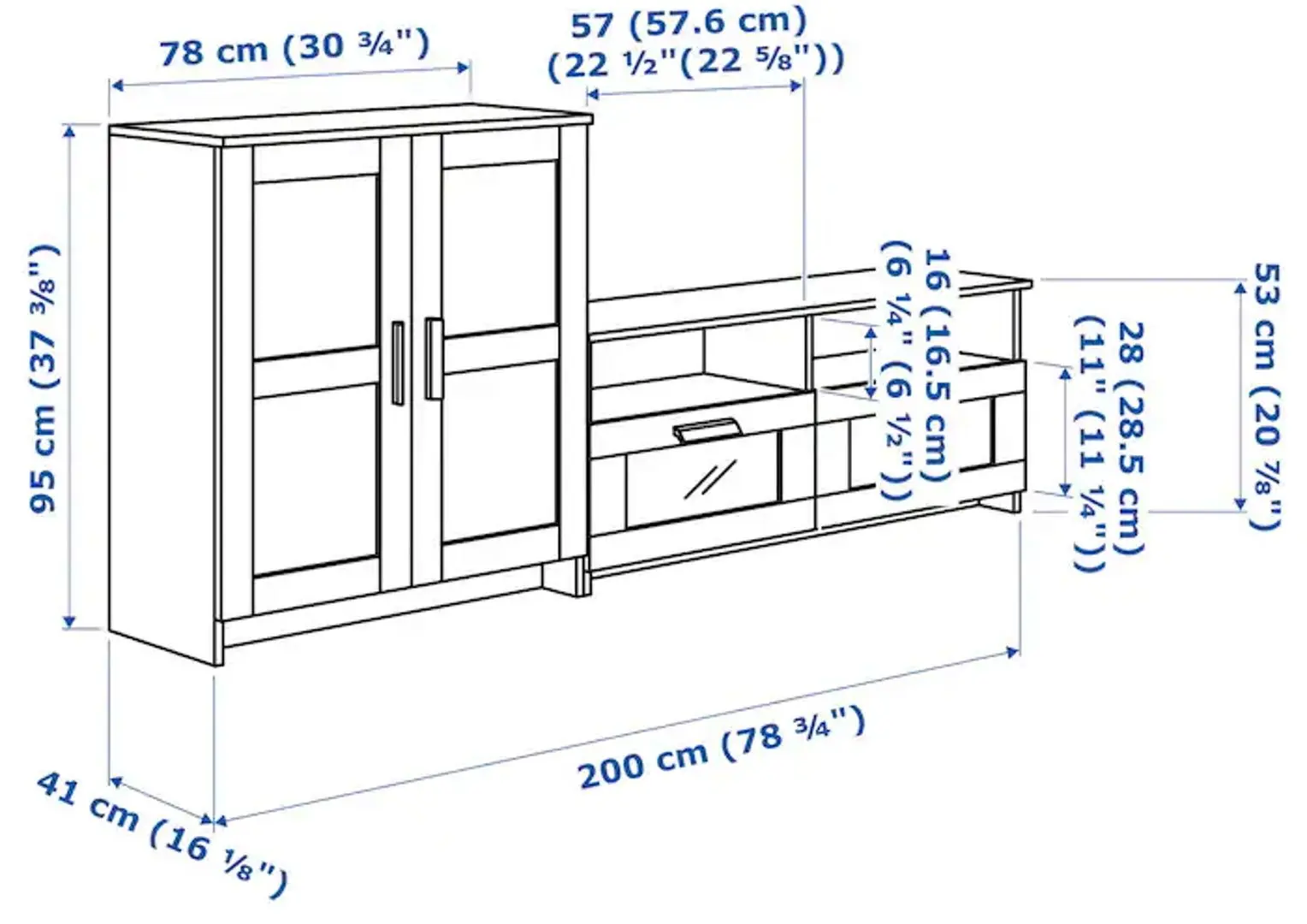 Living Ikea Brimnes 200x41x95 (Alb)