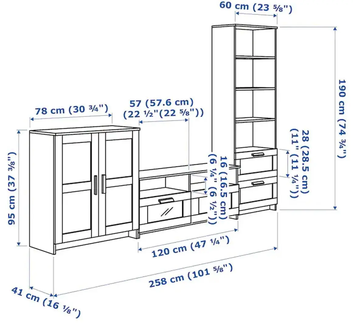 Living Ikea Brimnes 258x41x190 (Alb)