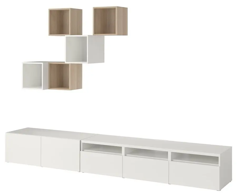 Living Ikea Eket 300x42x210 (Alb/Aspect Stejar Antichizat)