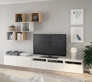 Living Ikea Eket 300x42x210 (Alb/Aspect Stejar Antichizat)