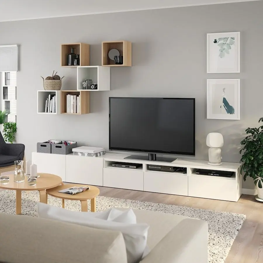 Living Ikea Eket 300x42x210 (Alb/Aspect Stejar Antichizat)