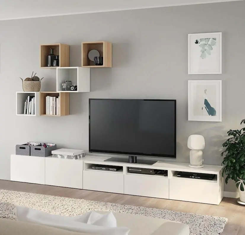 Living Ikea Eket 300x42x210 (Alb/Aspect Stejar Antichizat)