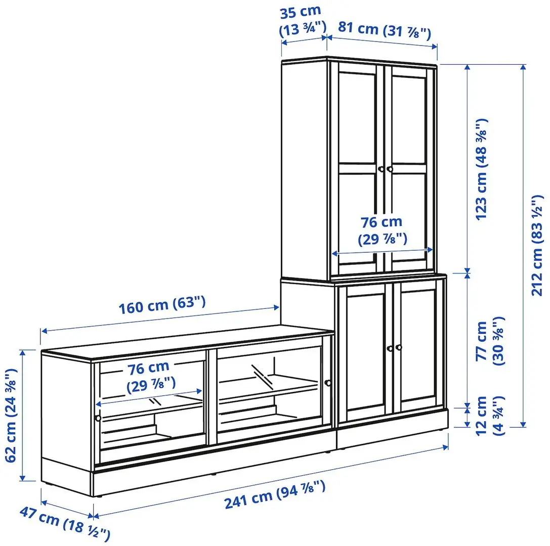 Living Ikea Havsta usi sticla 241x47x212 (Alb)