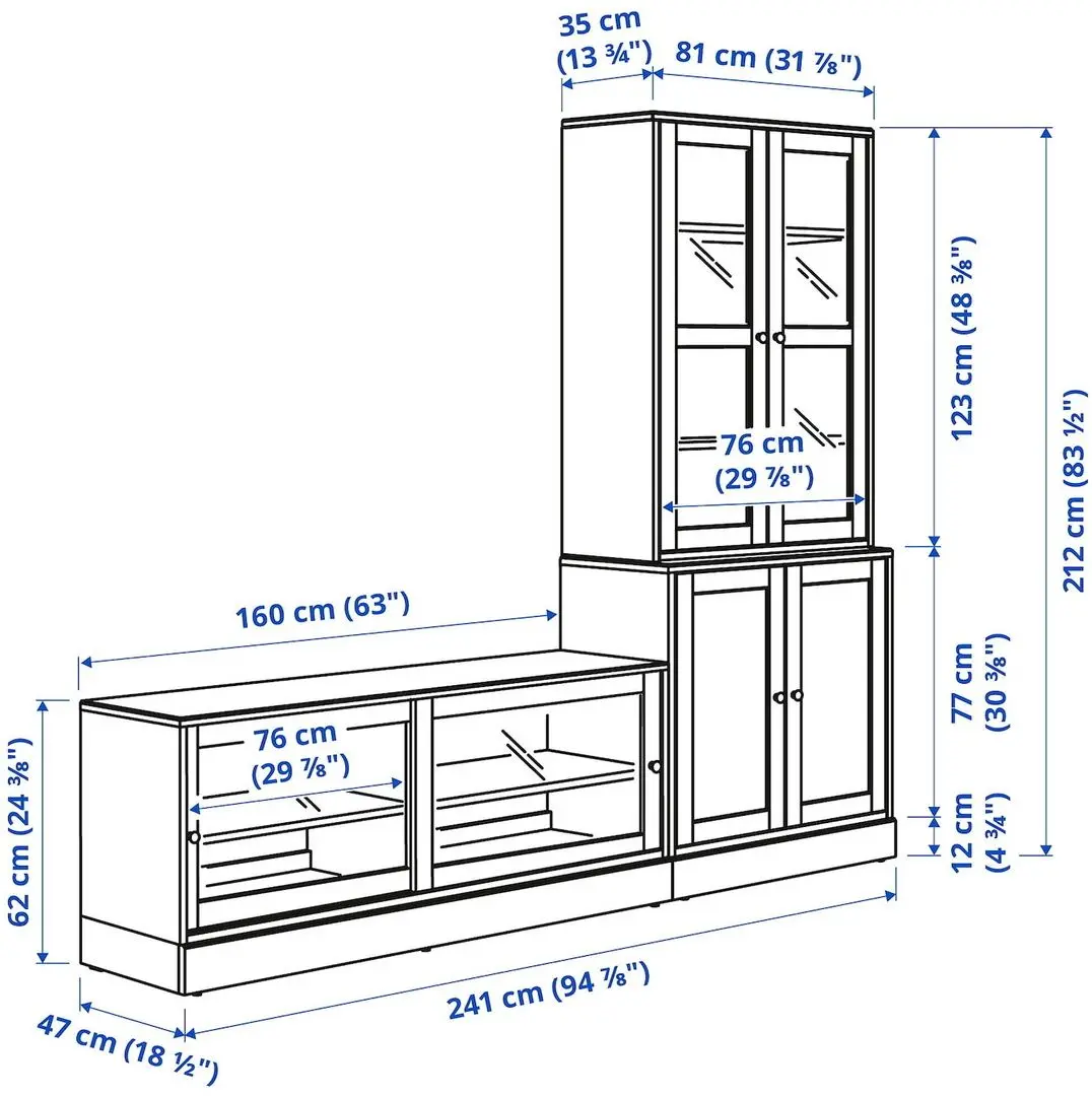 Living Ikea Havsta usi sticla 241x47x212 (Gri-bej)