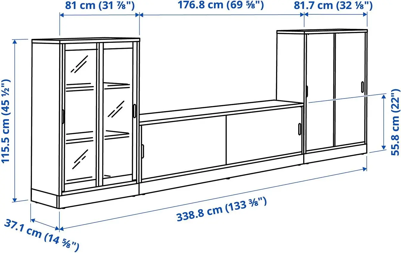 Living Ikea Tonstad usi glisante/sticla 339x37x116 (Alb)