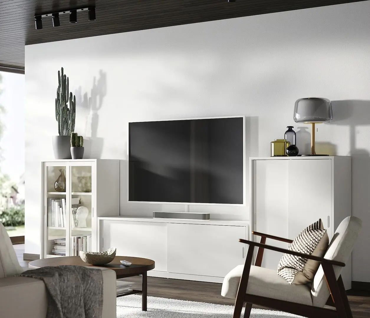 Living Ikea Tonstad usi glisante/sticla 339x37x116 (Alb)