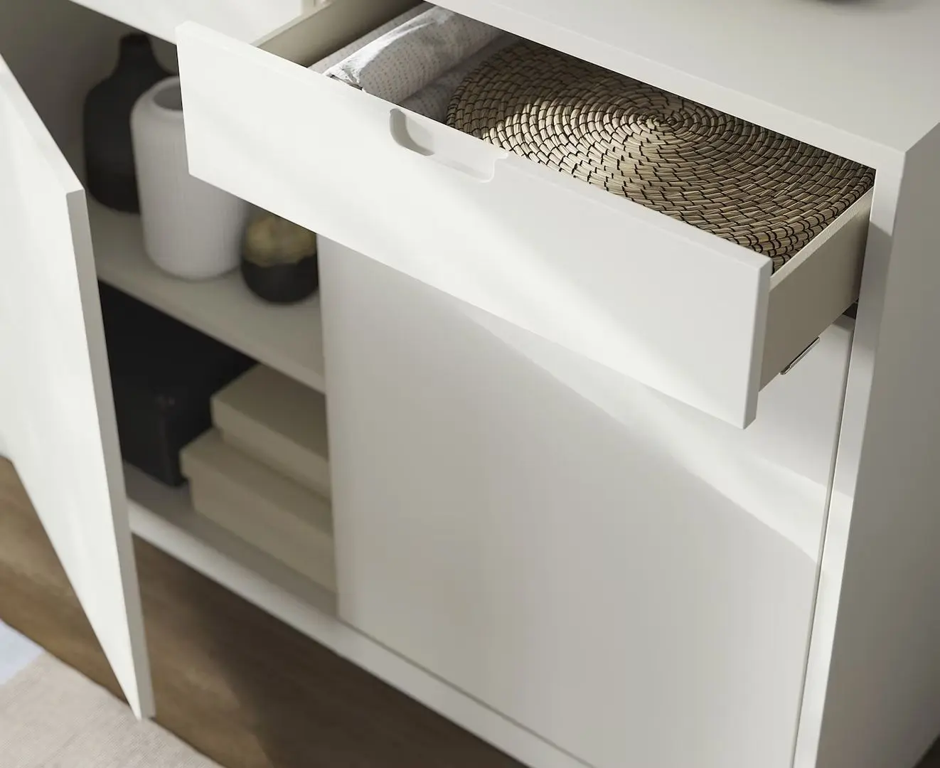 Living Ikea Tonstad usi glisante/sticla 377x47x201 (Alb)