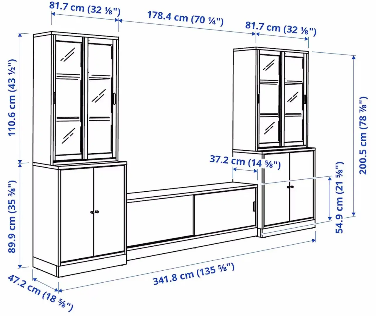 Living Ikea Tonstad frunir/sticla transparenta 342x47x201 (Stejar)