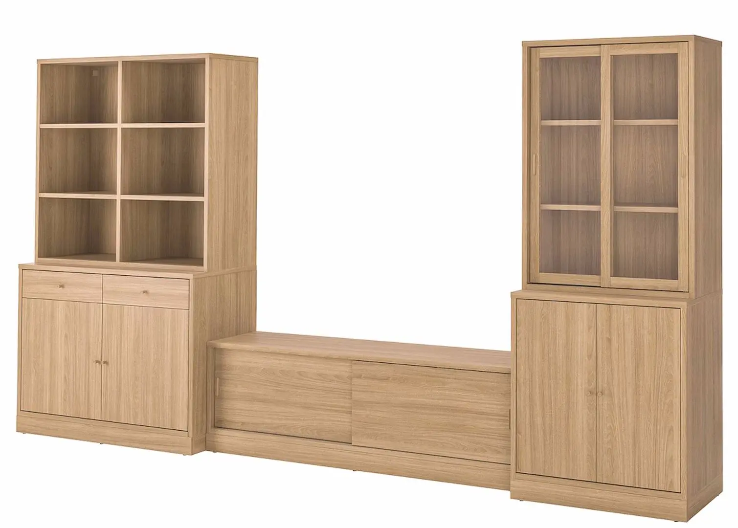 Гостиная Ikea Tonstad шпон/прозрачное стекло 381x47x201см (Дуб)