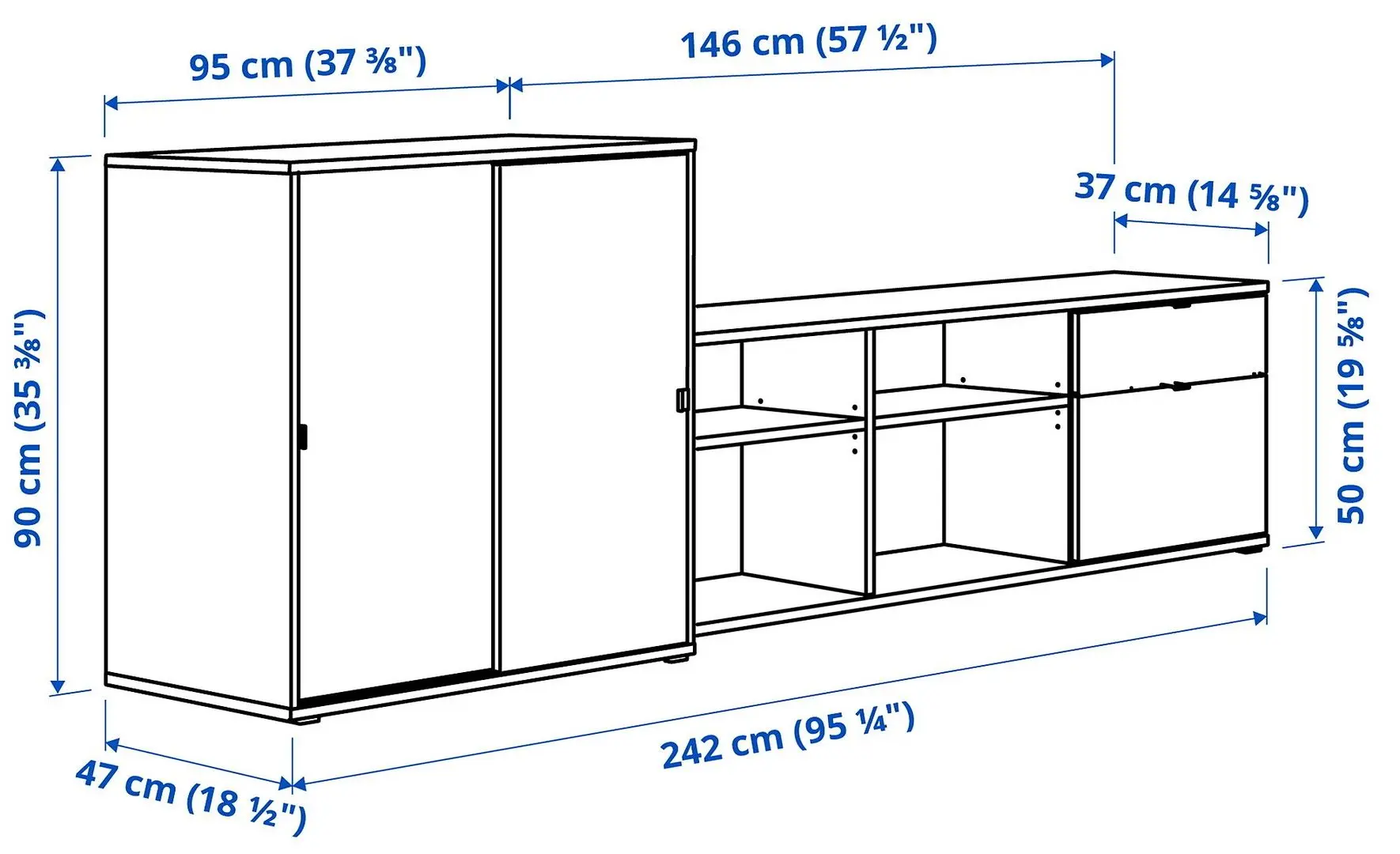 Living Ikea Vihals 242x37x90 (Gri-inchis)