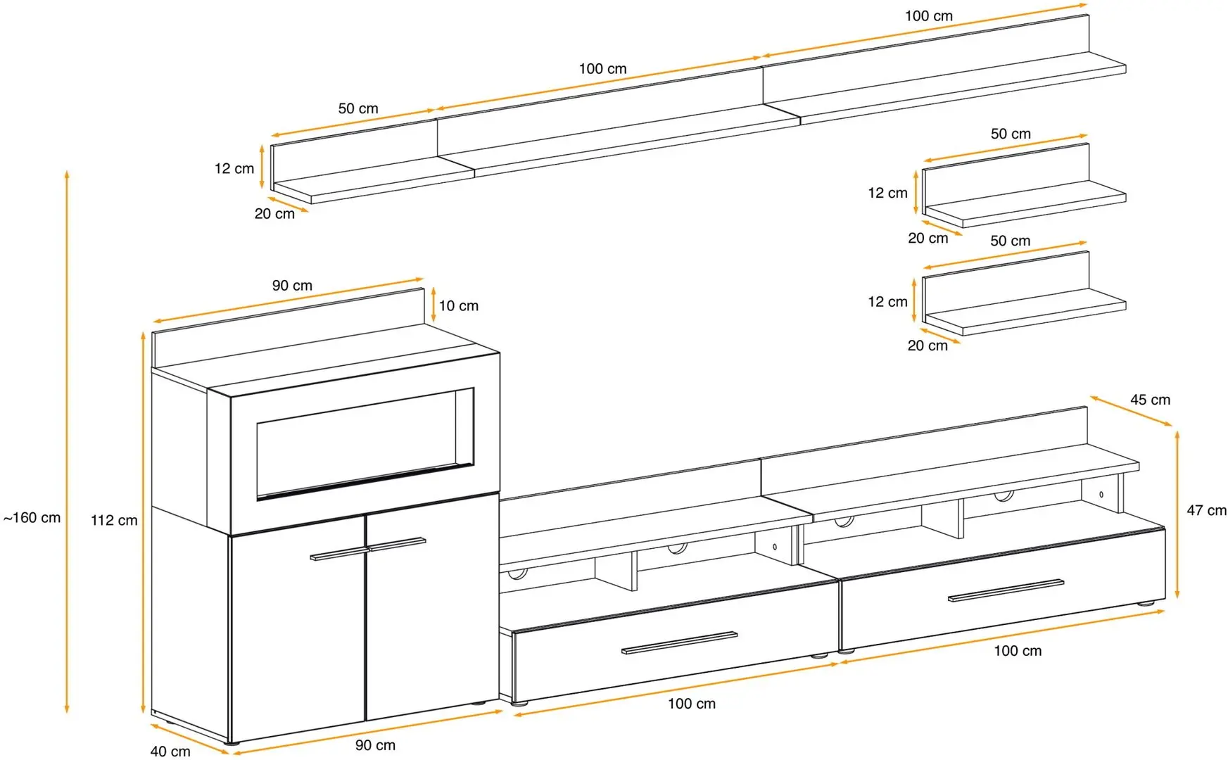 Гостиная Marcel Prod Camino 2.9m (White Gloss/Black Gloss)