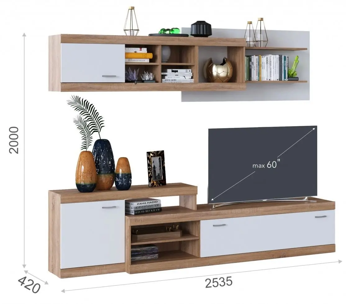 Гостиная Marcel Prod Domino 2.5м (Sonoma Oak/White)