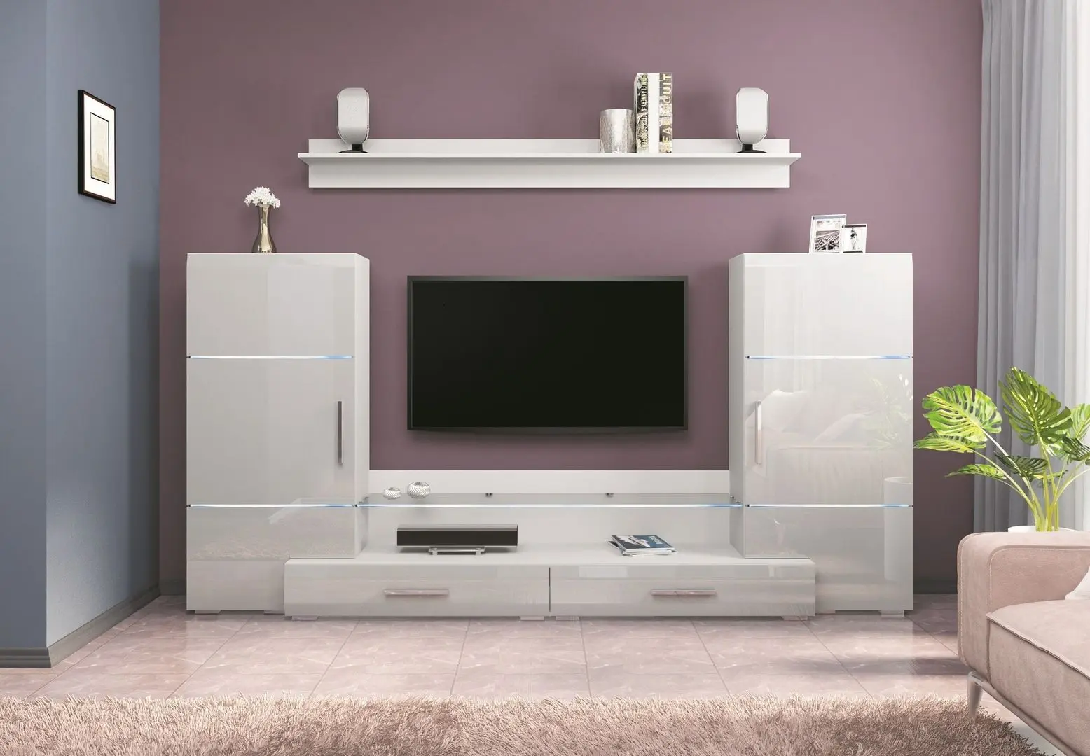 Гостиная Marcel Prod Domino 2.8м (White Gloss/White)