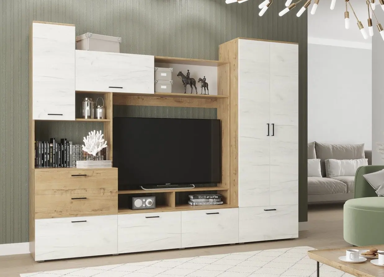 Гостиная Marcel Prod Dusea 2.5м (Craft Oak Golden/Craft Oak White)