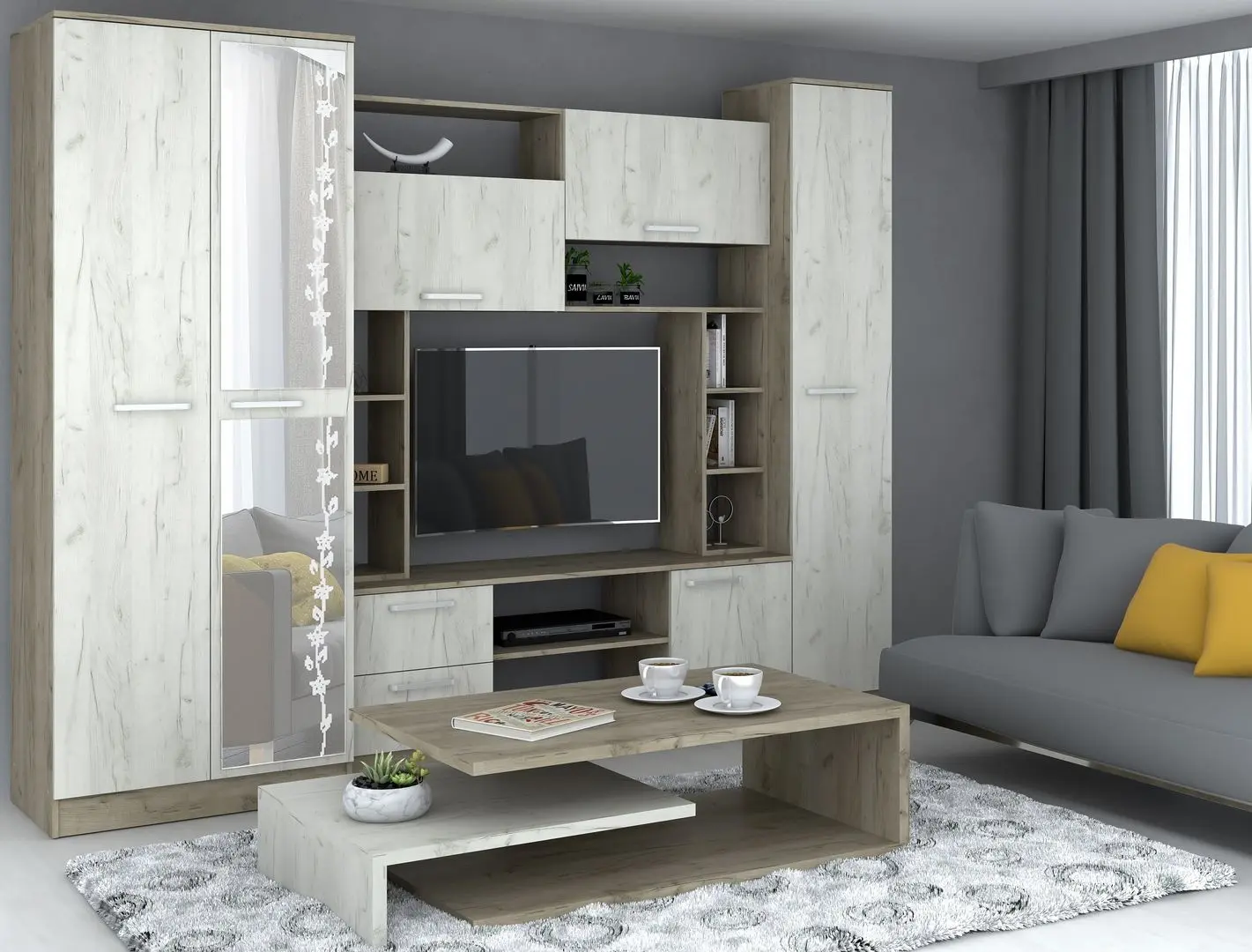 Гостиная Marcel Prod Flora 2.7m (Craft Oak White/Craft Oak Gray)