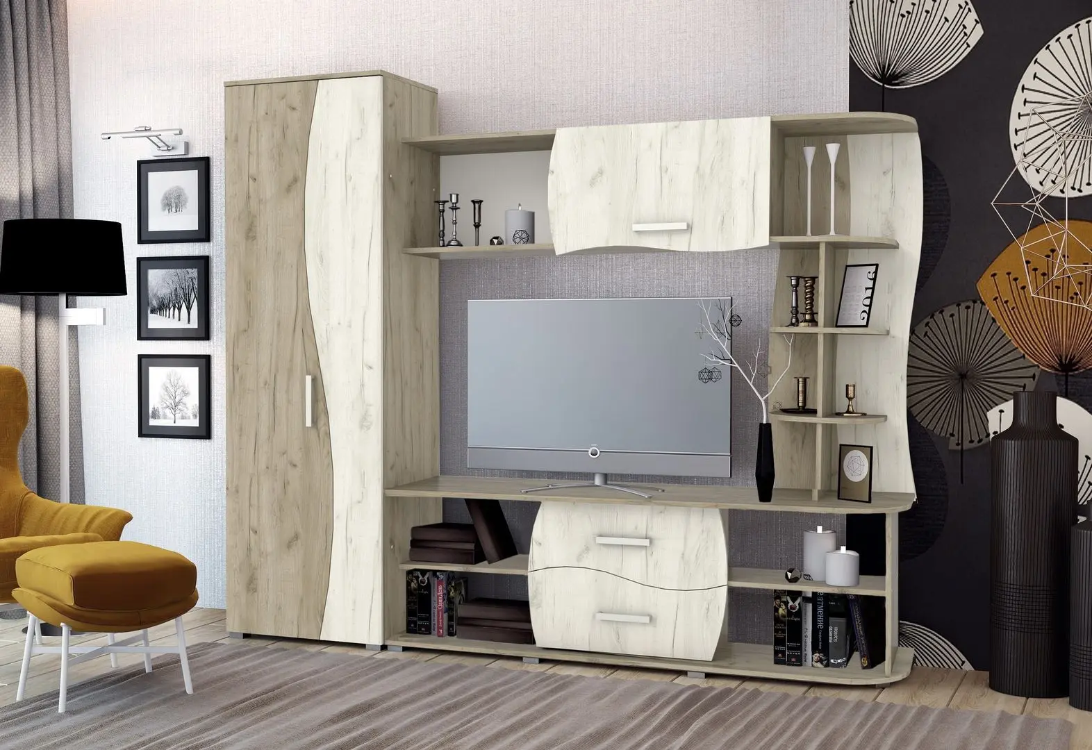 Living Marcel Prod Kapri 2.2m (Craft Oak Gray/Craft Oak White)