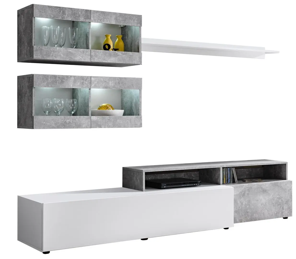 Гостиная Marcel Prod Light 2.1m (White Gloss/Gray)