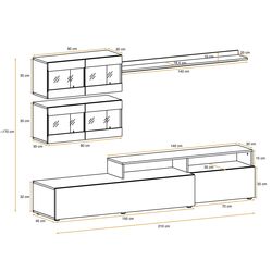 Гостиная Marcel Prod Light 2.1m (White Gloss/Gray) Thumb