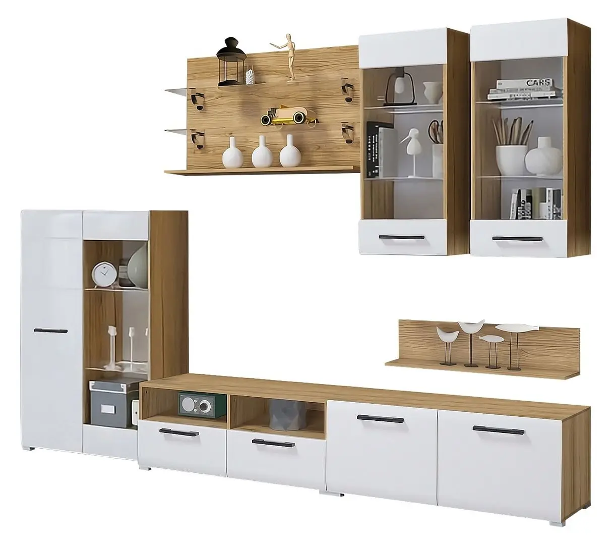 Living Marcel Prod New Nensi 3 2.8m (Craft Oak Golden/White Gloss)