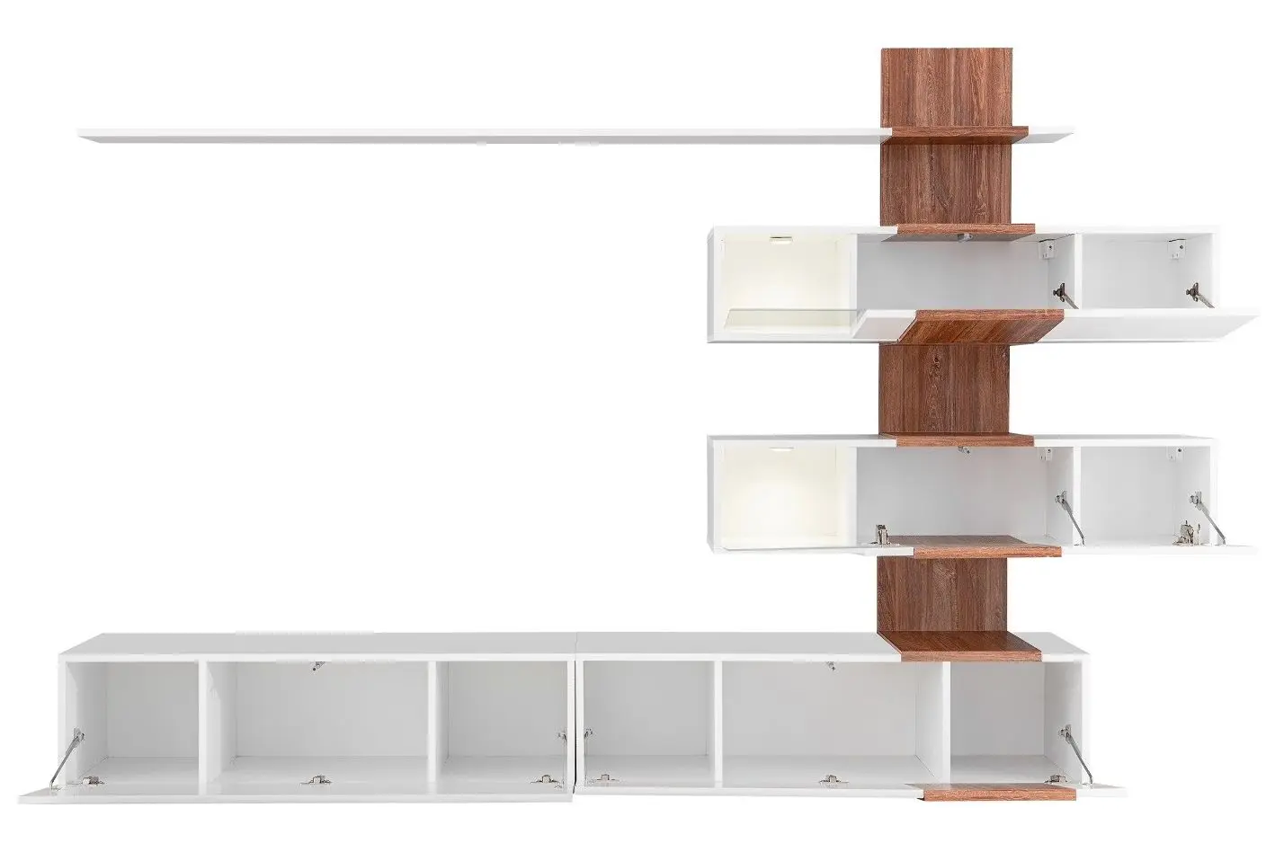 Гостиная Marcel Prod Quill 2.5м (White Gloss/Walnut)