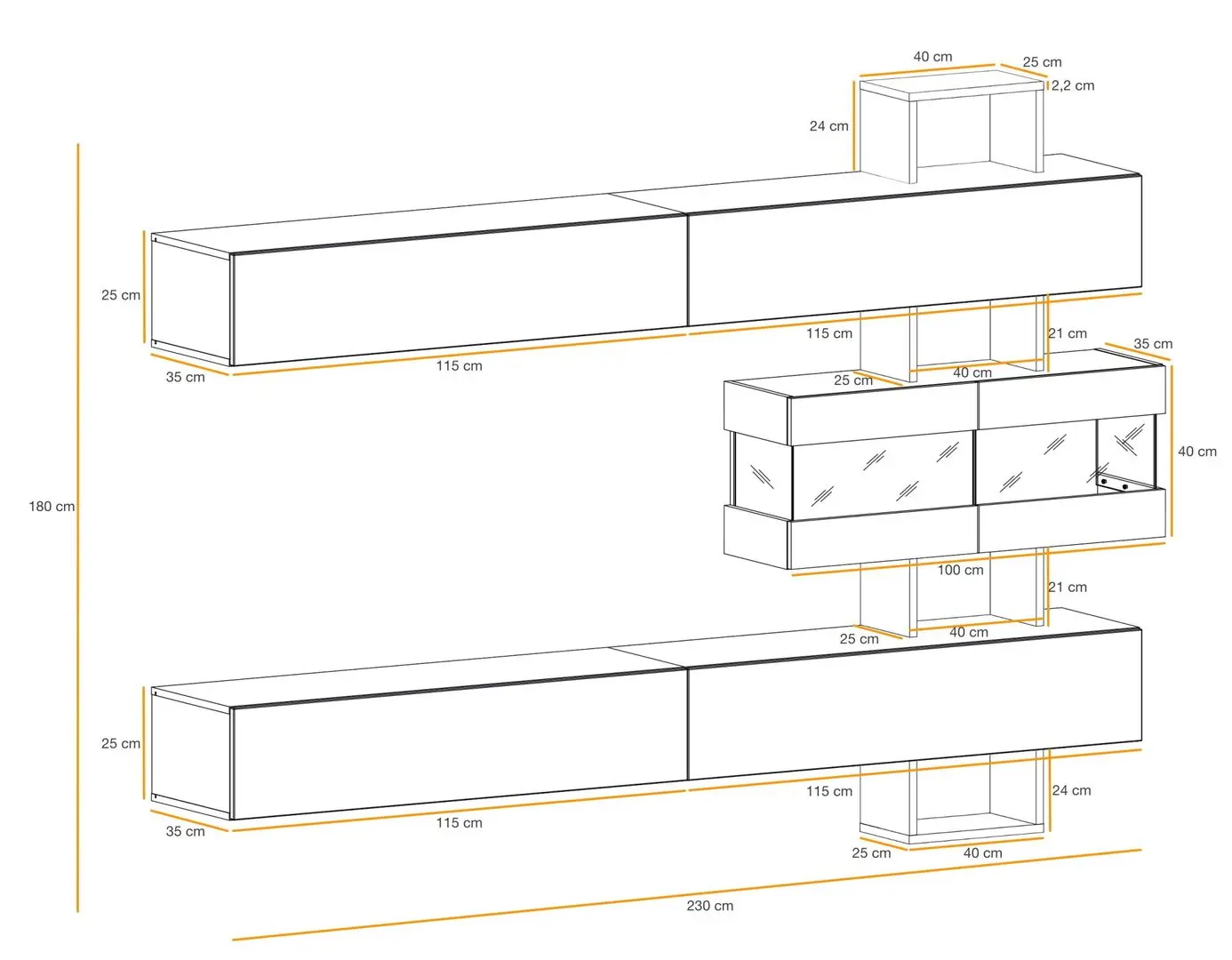 Гостиная Marcel Prod Tokyo 2.3m (Wenge/White)