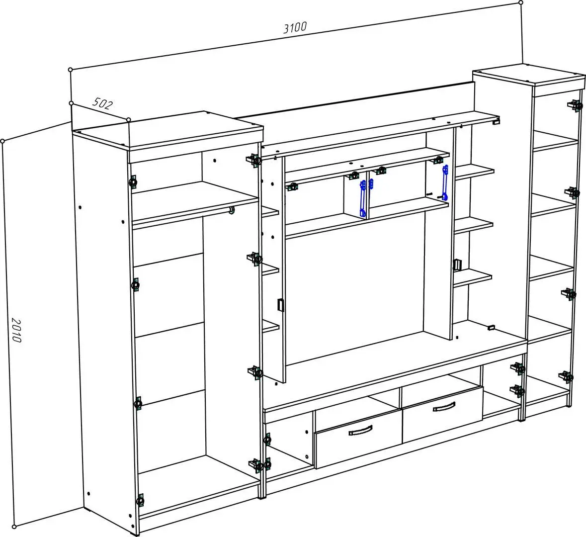 Living МЛ-мебель ML-2 (Anthracite/Craft Oak White)