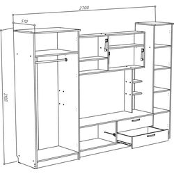 Гостиная МЛ-Мебель ML-3 (Антрацит/Дуб Крафт Белый) Thumb