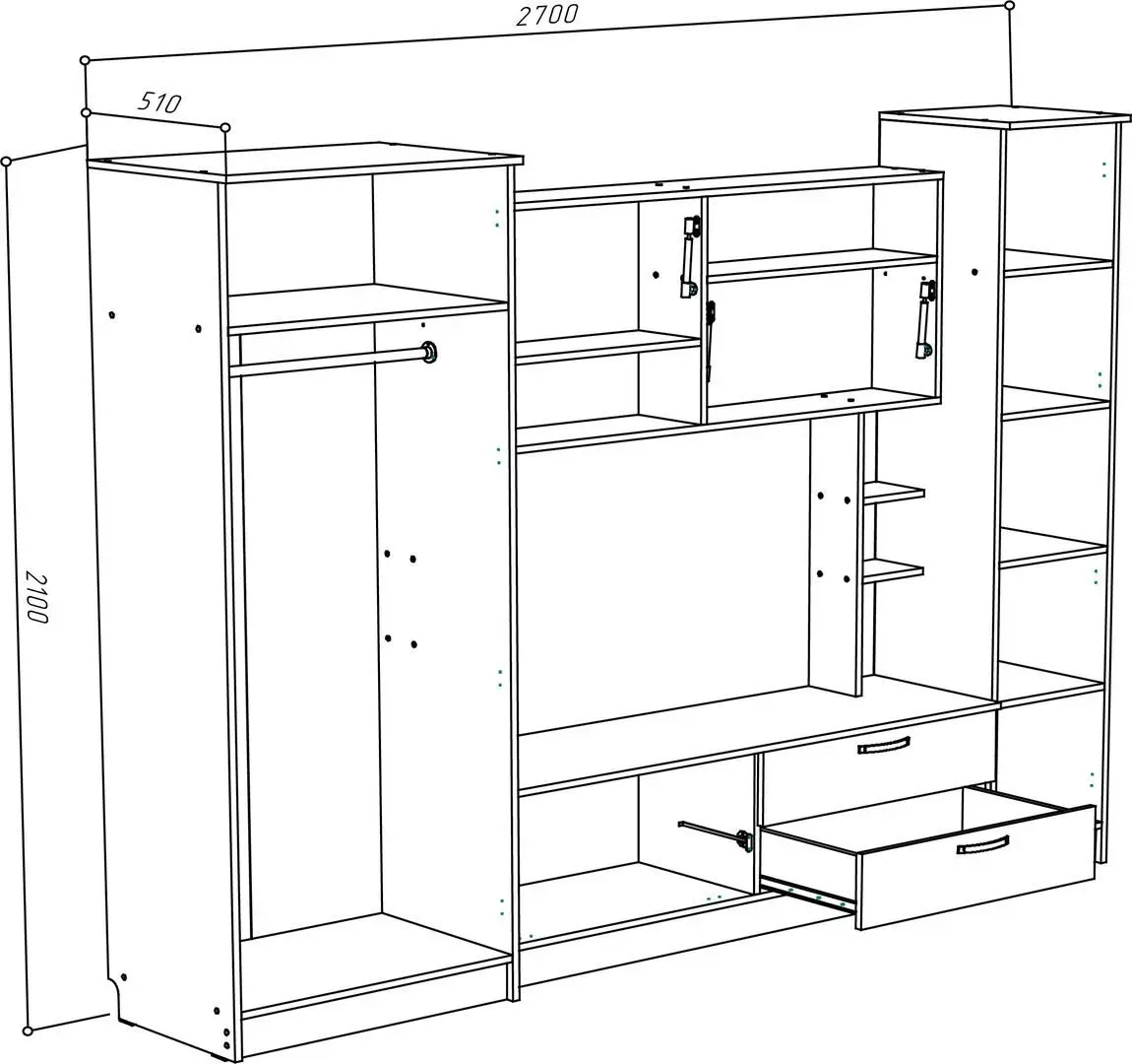 Гостиная МЛ-Мебель ML-3 (Антрацит/Дуб Крафт Белый)