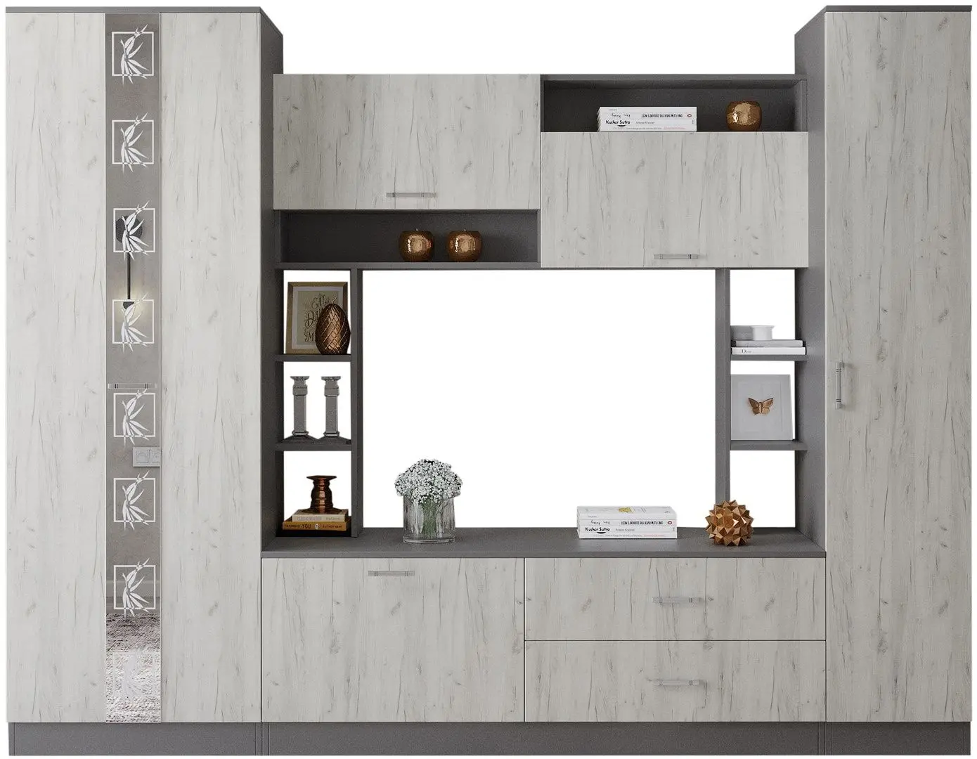 Гостиная МЛ-Мебель ML-3 (Антрацит/Дуб Крафт Белый)