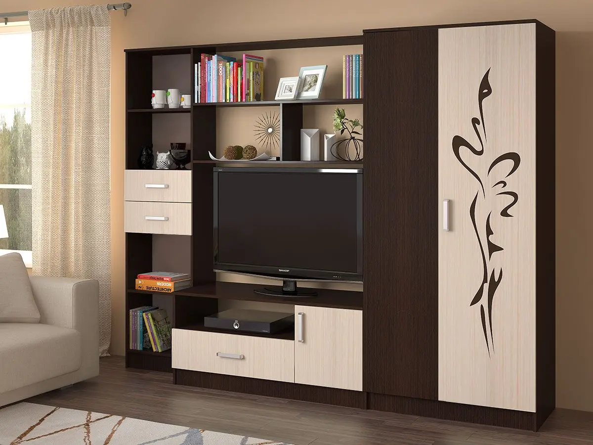 Гостиная Миф Мечта Венге/Дуб Беленый (с узором) - 3