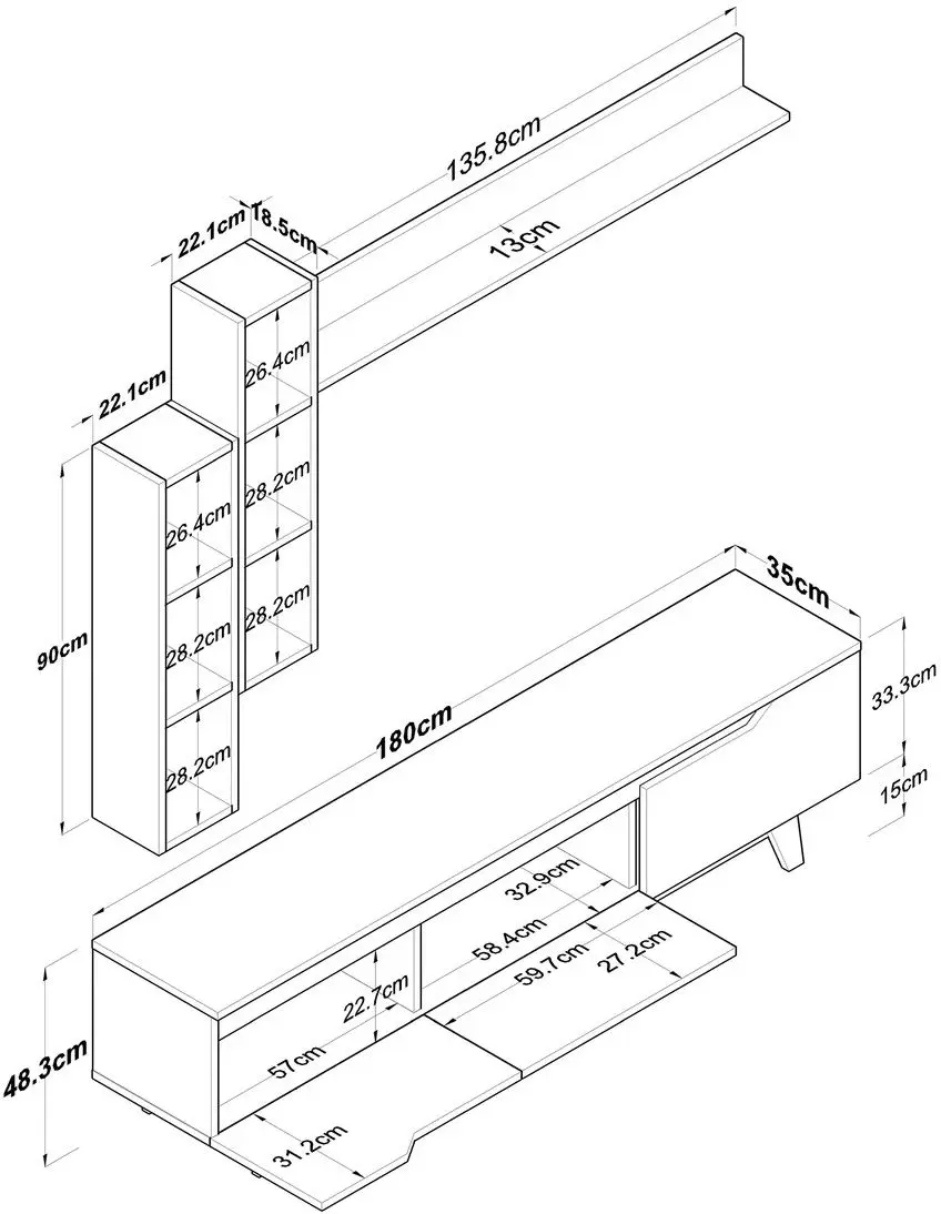 Living Mirage Meble D1/M16 (White/Miniature Walnut)