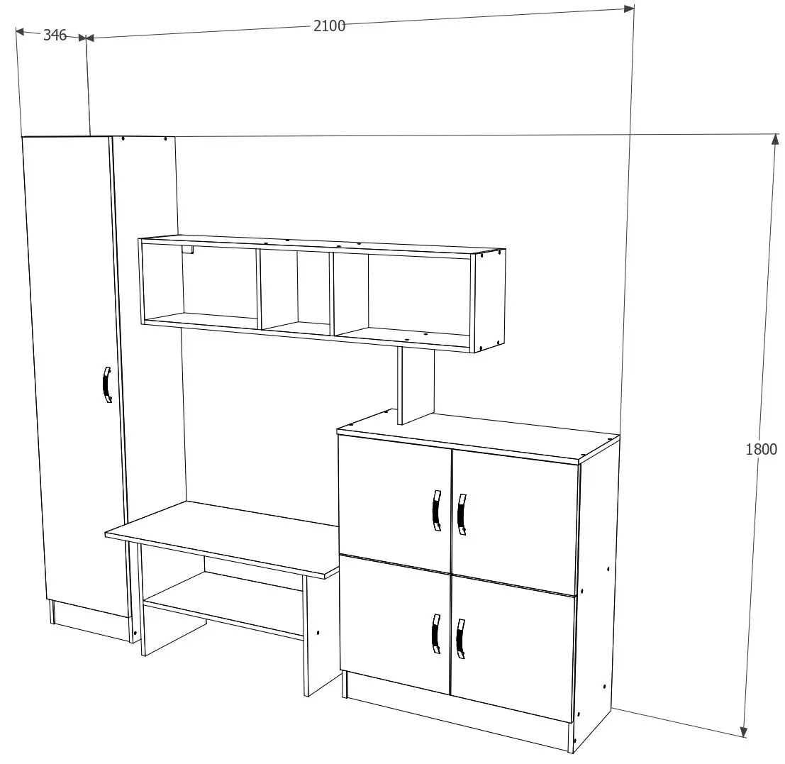 Living Haaus Ada 2.1m (White/Wenge)