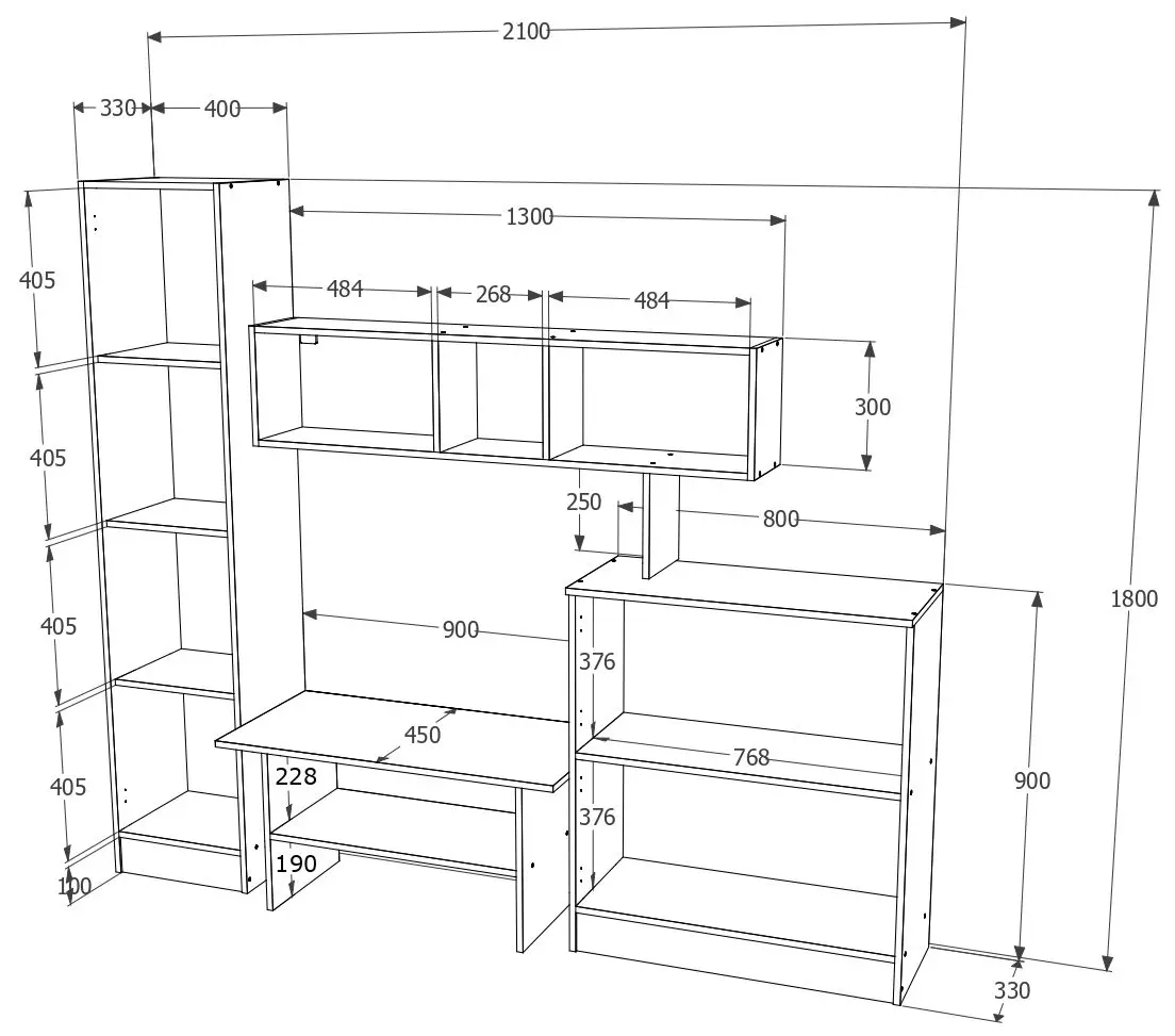 Living Haaus Ada 2.1m (White/Wenge)