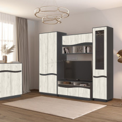 Гостиная + Комод Yasen Женева 3.35м (Серый Графит/Дуб Крафт Белый)