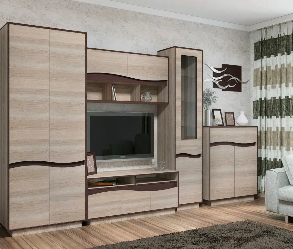 Living + Comoda Yasen Jeneva 3.35m (Sonoma Oak Truffle/Wenge Magic)