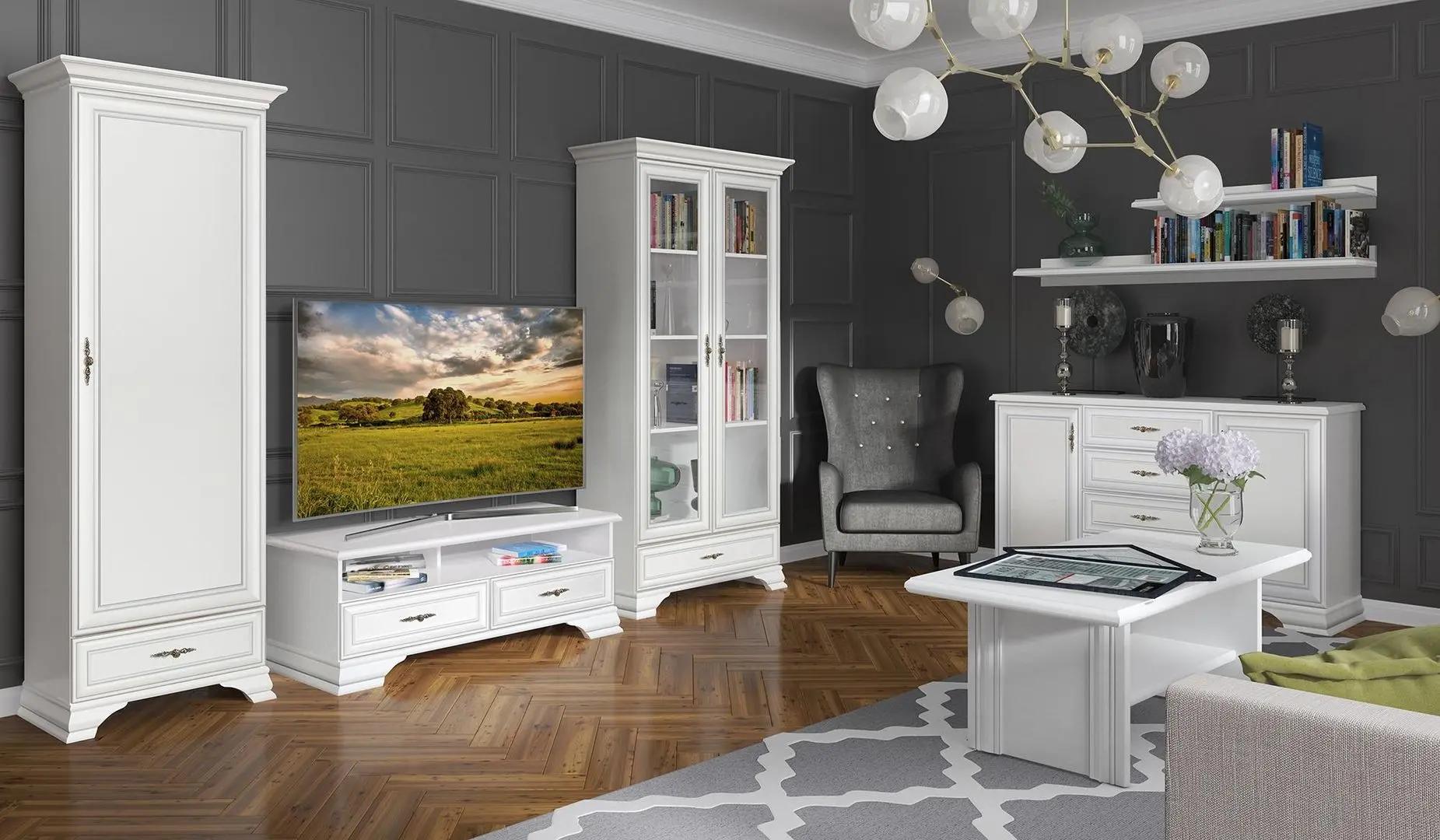 Living Yasen Kentuki 2.94m + Comoda KOM2D4S (Alpine White)