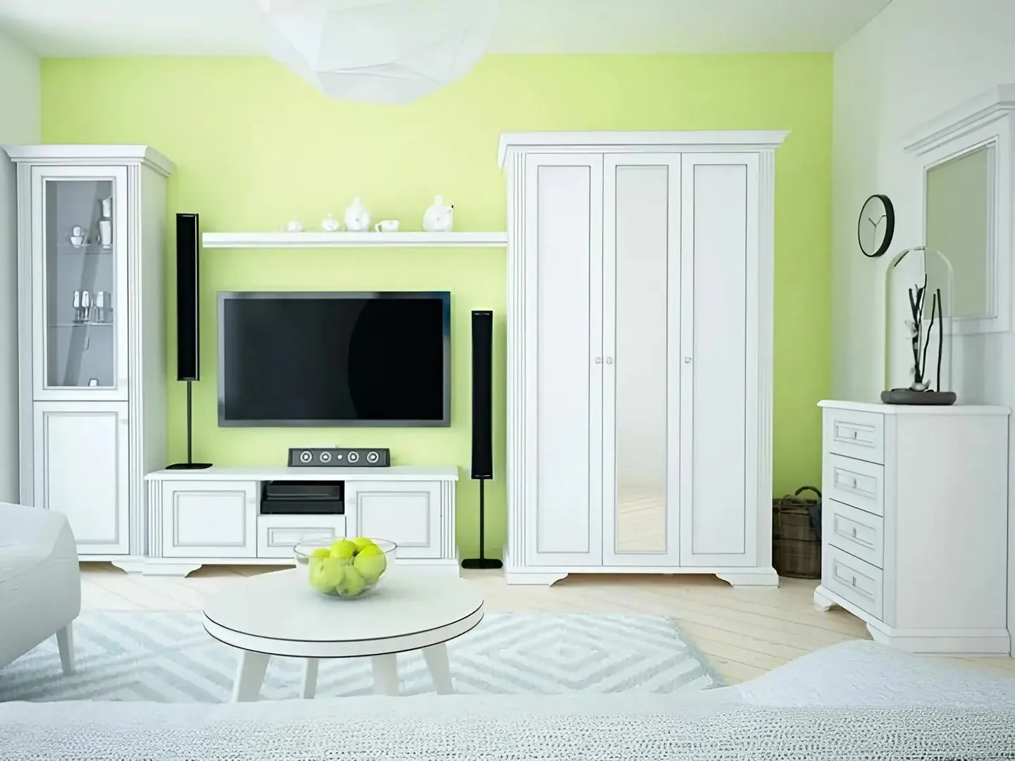 Living Yasen White 4.12m + Comoda 4S 90 (Silver Pine)