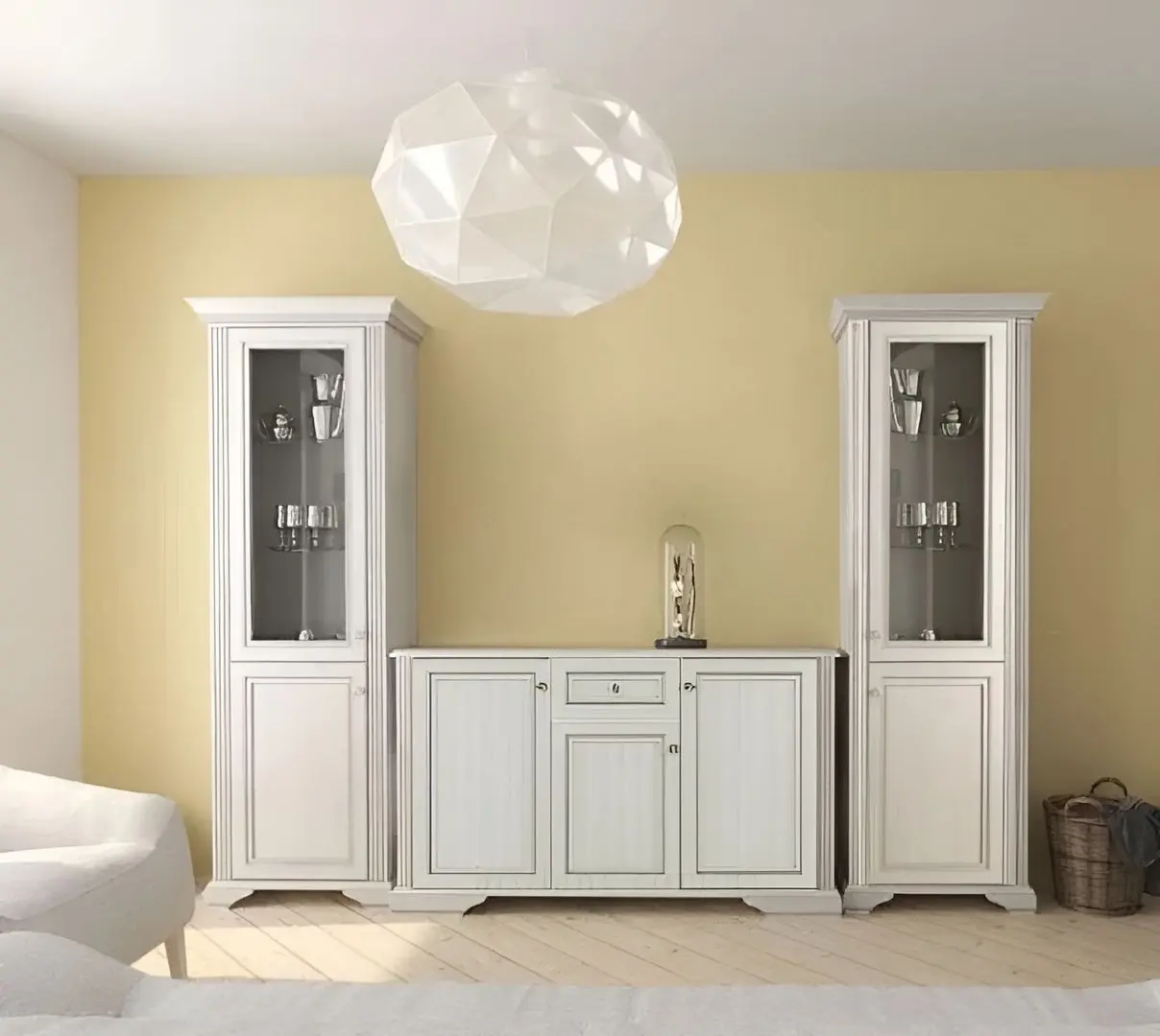 Гостиная Yasen White 3.13м 1D1W + 3D1S (Серебреная Сосна)