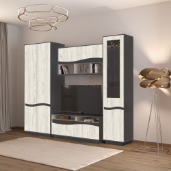 Гостиная Yasen Женева 2.45м (Серый Графит/Дуб Крафт Белый)