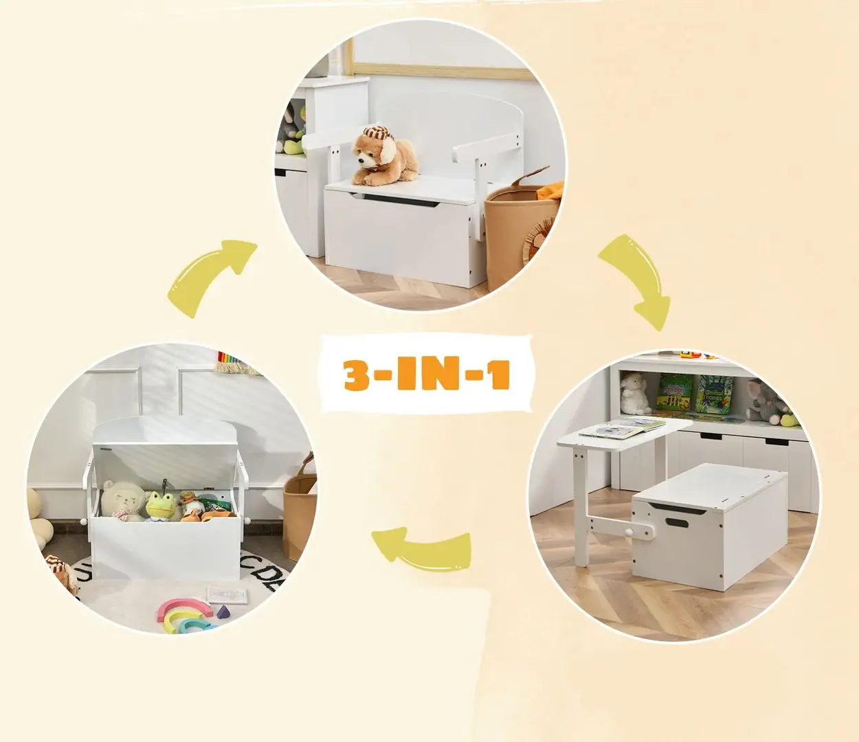 Masuta pentru copii 3in1 Costway HW67660WH (White)