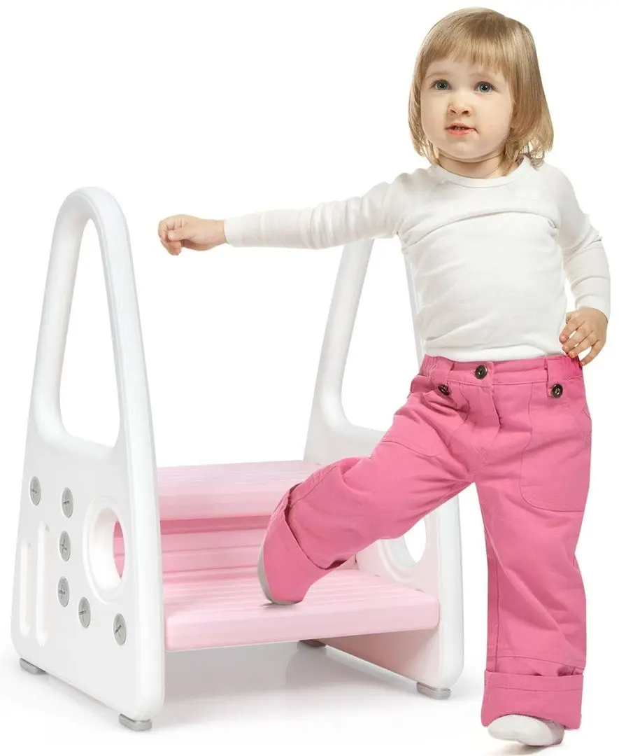 Tabureta-scara pentru copii Costway BB5640PI (White/Pink)