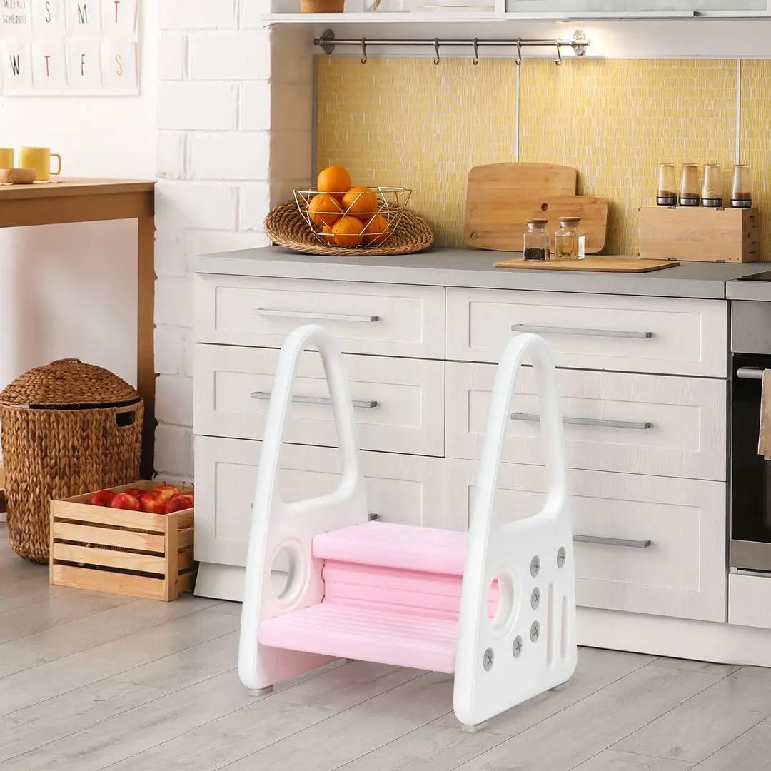 Tabureta-scara pentru copii Costway BB5640PI (White/Pink)