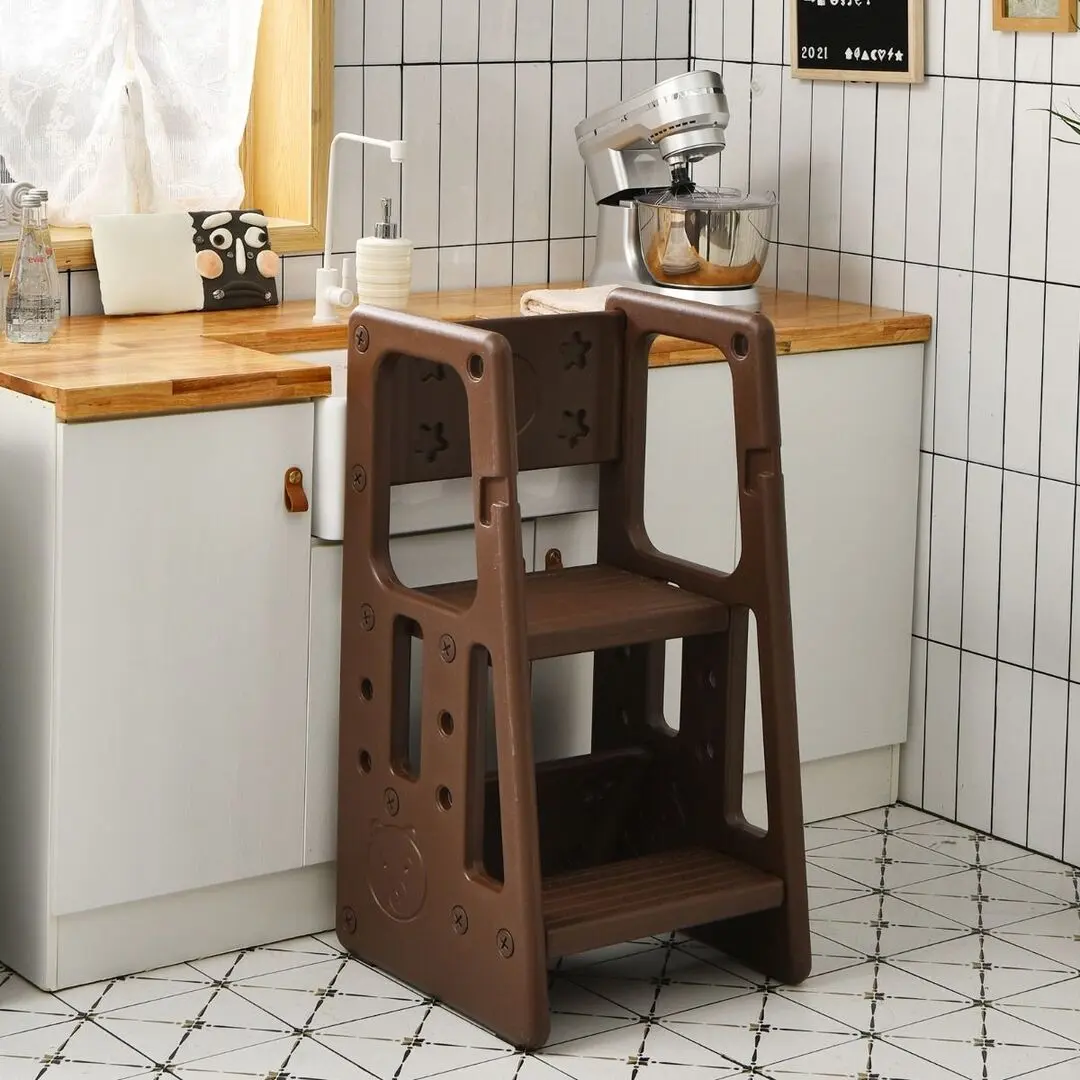 Tabureta-scara pentru copii Costway HY10011CF (Brown)