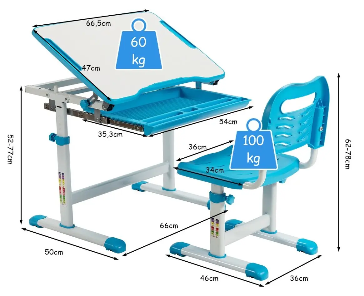 Set masa-tabla+scaun Costway HW67623BL (Blue)