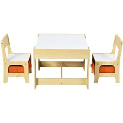 Set masa+2 scaune Costway BB5584NA (White/Natural)
