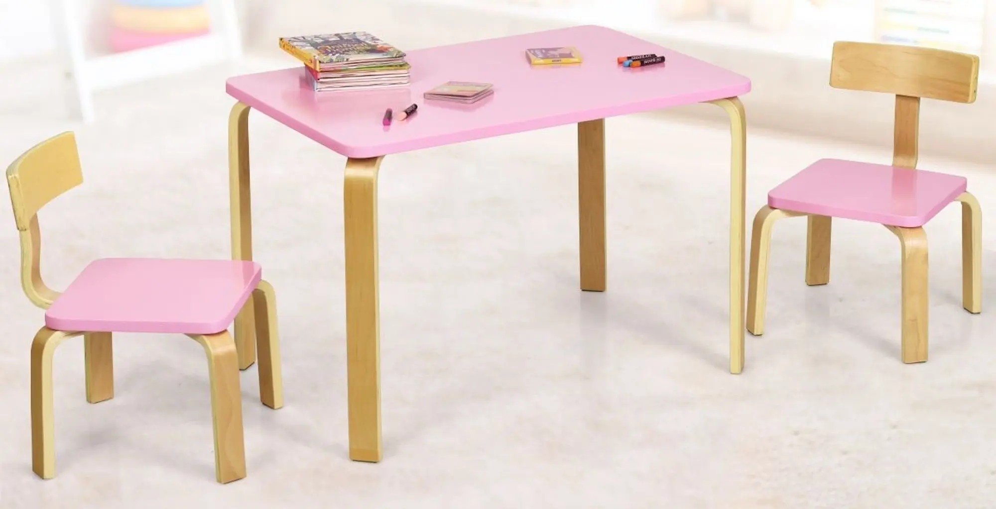 Set masa+2 scaune Costway HW63872PI (Pink)